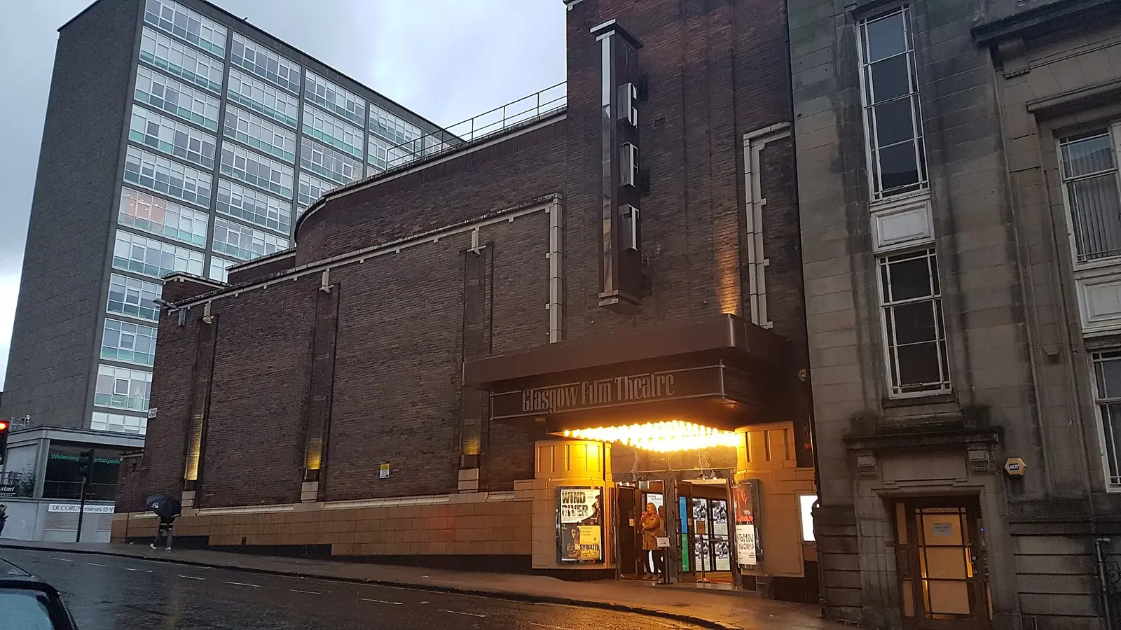The brick frontage of Glasgow Film Theatre on Rose Street, Glasgow