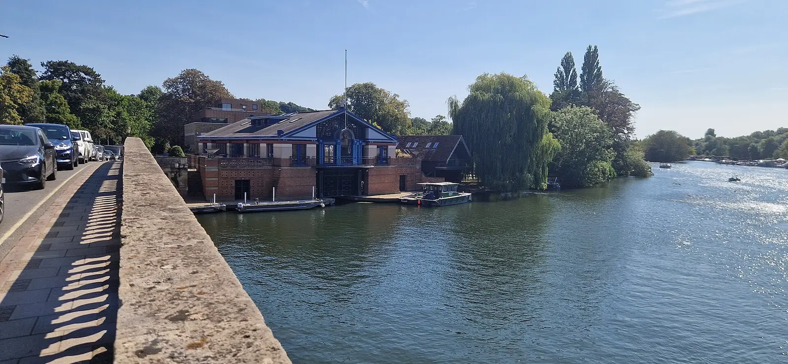 The Henley Royal Regatta headquarters building beside the Thames at Remenham