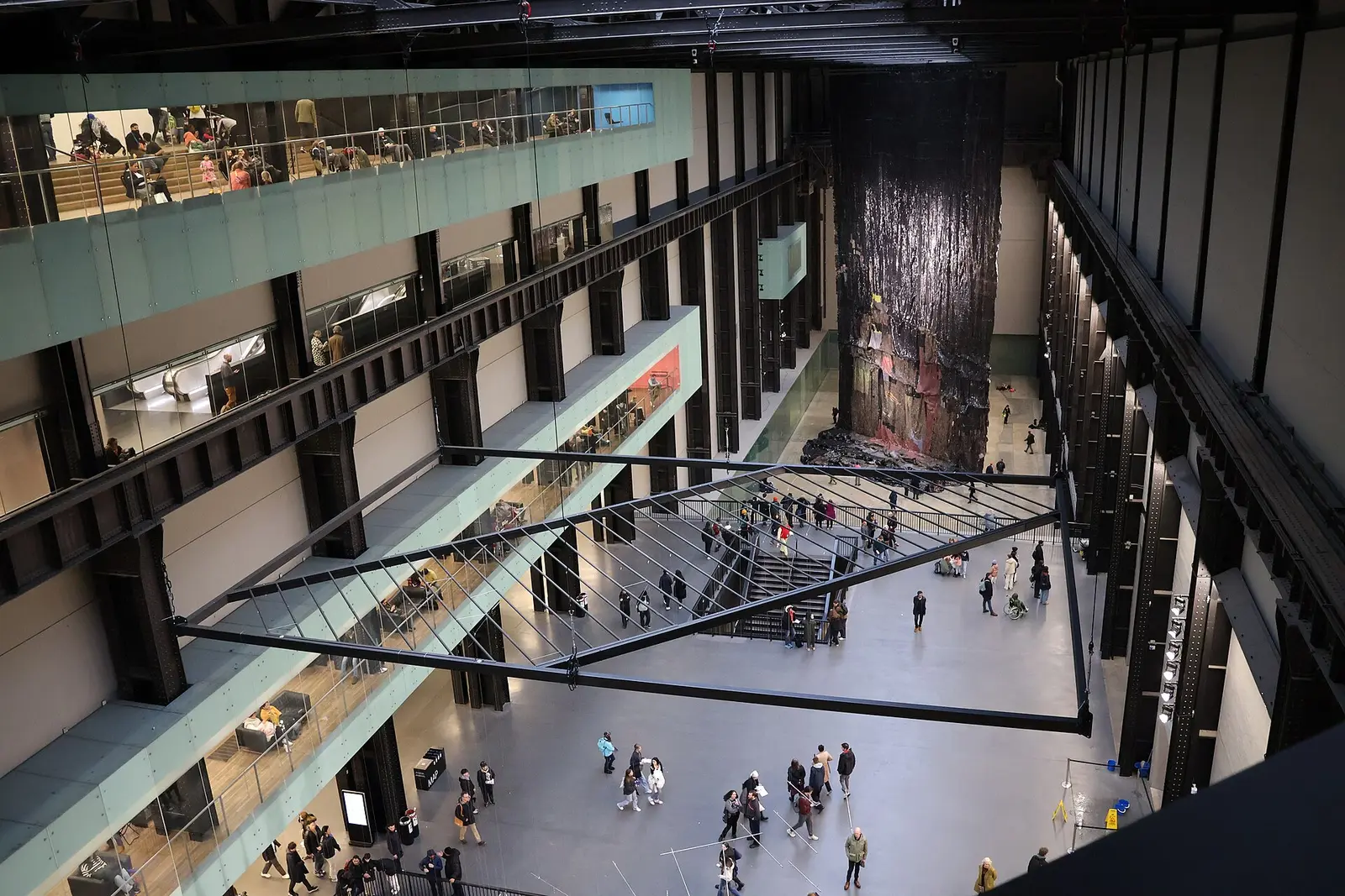 The Turbine Hall at Tate Modern seen from an upper level
