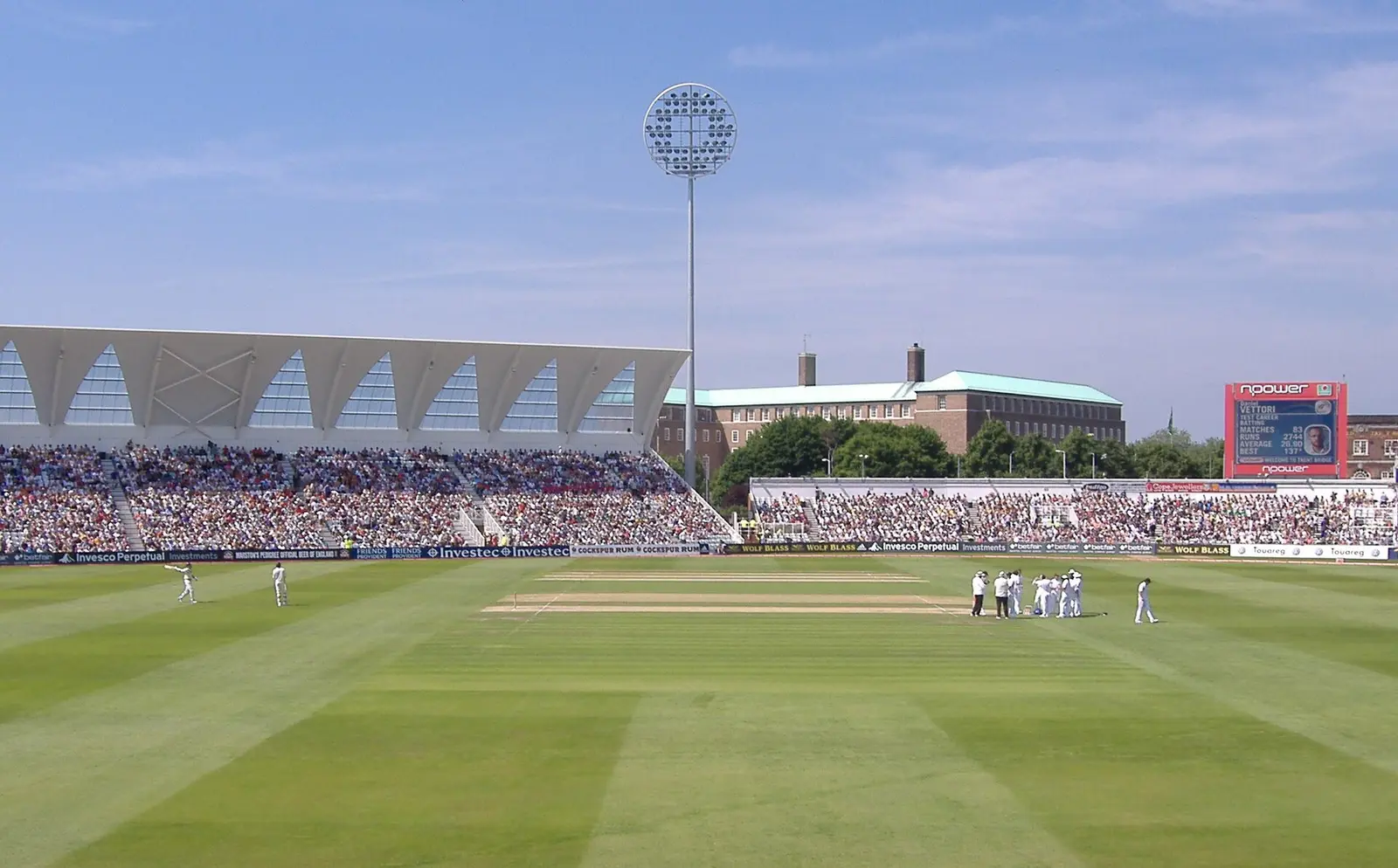 Trent Bridge ground during a Test match with the stands and pavilion